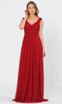 A-line V-neck Floor Length Natural Waistline Open-Back Pleated Back Zipper Ruched Fitted Shirred Bandeau Neck Sleeveless Evening Dress with a Brush/Sweep Train