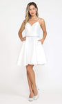 A-line Spaghetti Strap Sweetheart Natural Waistline Short Lace-Up Pocketed Beaded Dress