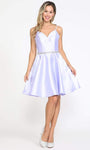 A-line Short Lace-Up Beaded Pocketed Spaghetti Strap Natural Waistline Sweetheart Dress