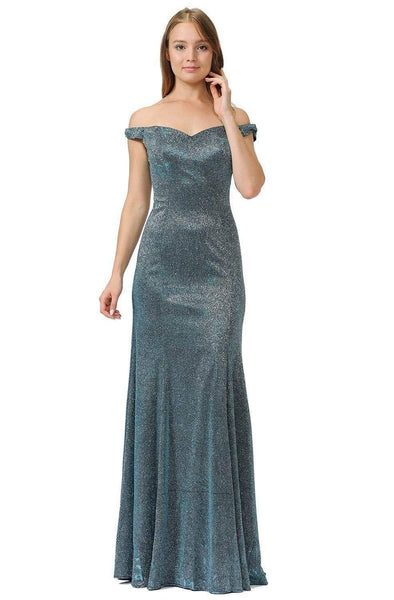 Tall Floor Length Off the Shoulder Natural Waistline Mermaid Glittering Back Zipper Fitted V Back Open-Back Sweetheart Metallic Evening Dress with a Brush/Sweep Train