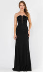 Sophisticated V-neck Strapless Back Zipper Open-Back Sheer Beaded Fitted Natural Waistline Jersey Sheath Sheath Dress with a Brush/Sweep Train