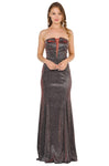 Tall Strapless Natural Waistline Sheer Glittering Open-Back Fitted Back Zipper Metallic Mermaid Evening Dress