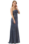 Tall Strapless Metallic Mermaid Open-Back Fitted Sheer Back Zipper Glittering Natural Waistline Evening Dress