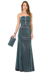 Tall Strapless Natural Waistline Mermaid Metallic Fitted Glittering Back Zipper Sheer Open-Back Evening Dress