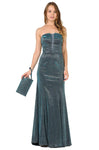 Tall Strapless Metallic Natural Waistline Mermaid Fitted Back Zipper Glittering Sheer Open-Back Evening Dress