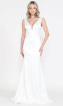 V-neck Mermaid Empire Waistline Sheer Open-Back Hidden Back Zipper Satin Sleeveless Wedding Dress with a Court Train