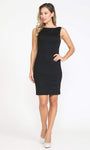 Short Jeweled Neck Natural Waistline Fitted Back Zipper Sheath Sleeveless Jersey Sheath Dress