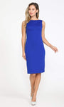 Jeweled Neck Jersey Sleeveless Natural Waistline Back Zipper Fitted Short Sheath Sheath Dress