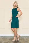 Sheath Short Jersey Fitted Back Zipper Natural Waistline Jeweled Neck Sleeveless Sheath Dress