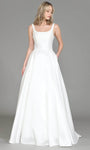 A-line Fitted Lace-Up Open-Back Sleeveless Corset Waistline Wedding Dress with a Chapel Train by Poly Usa