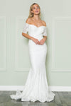 Off the Shoulder Sheer Fitted Mermaid Sweetheart Lace Natural Princess Seams Waistline Dress with a Brush/Sweep Train