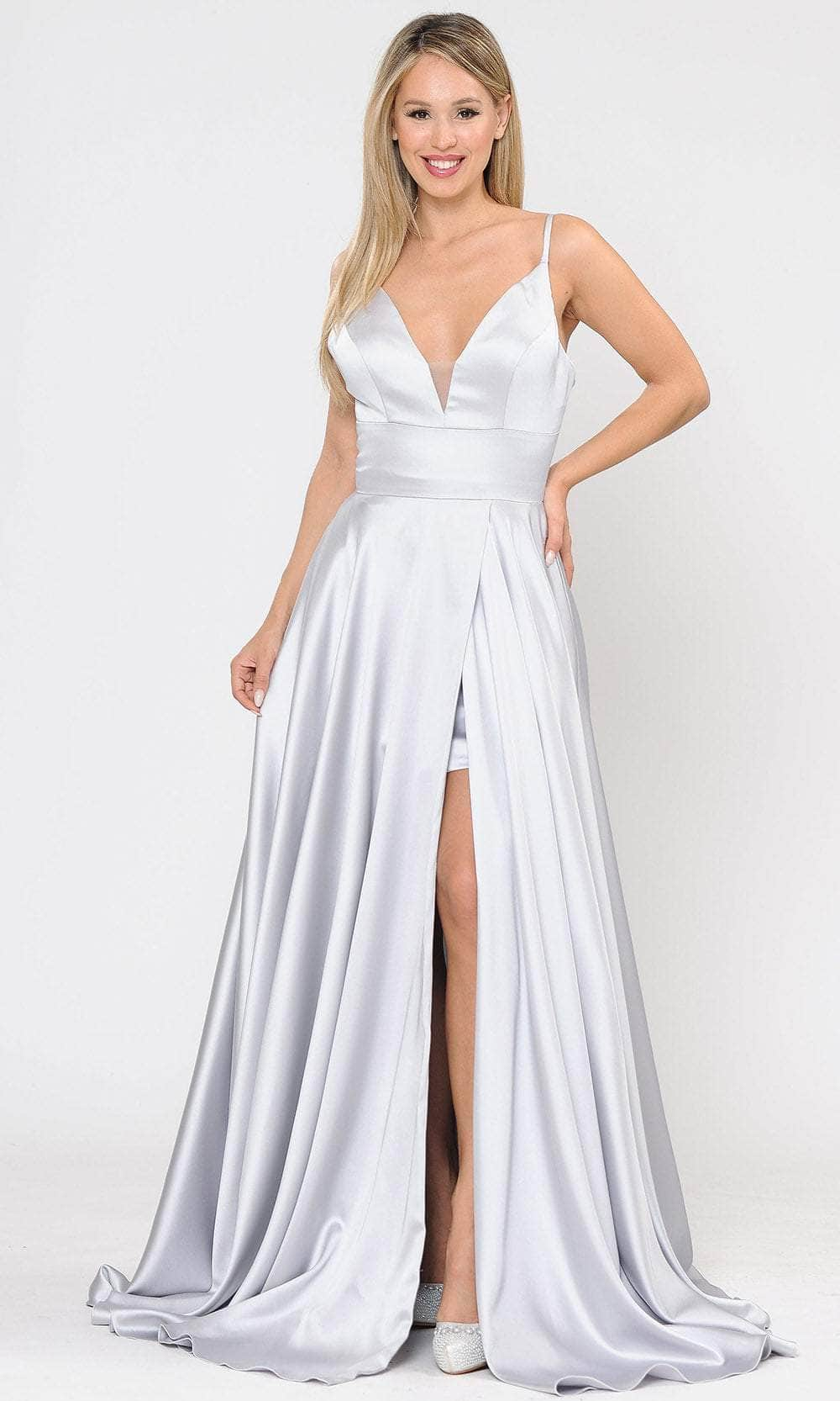 Poly USA 8606 - Sleeveless Plunging V-Neck Long Gown
