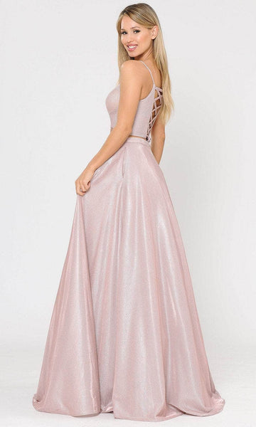 A-line Sweetheart Natural Waistline Pocketed Open-Back Lace-Up Glittering Sleeveless Spaghetti Strap Knit Evening Dress with a Brush/Sweep Train