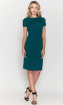 Sophisticated Sheath Jersey Short Sleeves Sleeves Jeweled Neck Natural Waistline Back Zipper Cocktail Above the Knee Sheath Dress