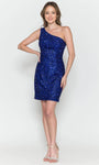 Cocktail Short Sleeveless Sequined Back Zipper Asymmetric Open-Back Natural Waistline Sheath Sheath Dress