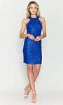 Sexy Cocktail Short Sleeveless Open-Back Sequined Lace-Up Halter Sheath Sheath Dress by Poly Usa