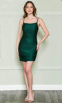 Sexy Jersey Short Back Zipper Ruched Empire Waistline Sheath Scoop Neck Spaghetti Strap Sheath Dress With Rhinestones