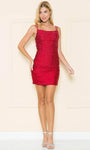 Sexy Jersey Empire Waistline Sheath Ruched Back Zipper Scoop Neck Spaghetti Strap Short Sheath Dress With Rhinestones