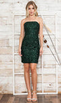 Strapless Straight Neck Short Lace-Up Sequined Mesh Natural Waistline Sheath Bodycon Dress/Sheath Dress