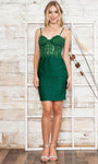 Applique Fitted Illusion Lace-Up Beaded Sweetheart Corset Natural Waistline Sheath Spaghetti Strap Short Sheath Dress