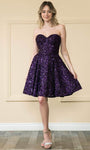 A-line Strapless Sweetheart Lace-Up Sequined Flutter Sleeves Spaghetti Strap Short Corset Natural Waistline Party Dress