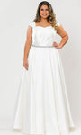 A-line Floor Length Beaded Lace-Up Sweetheart Dress with a Brush/Sweep Train by Poly Usa