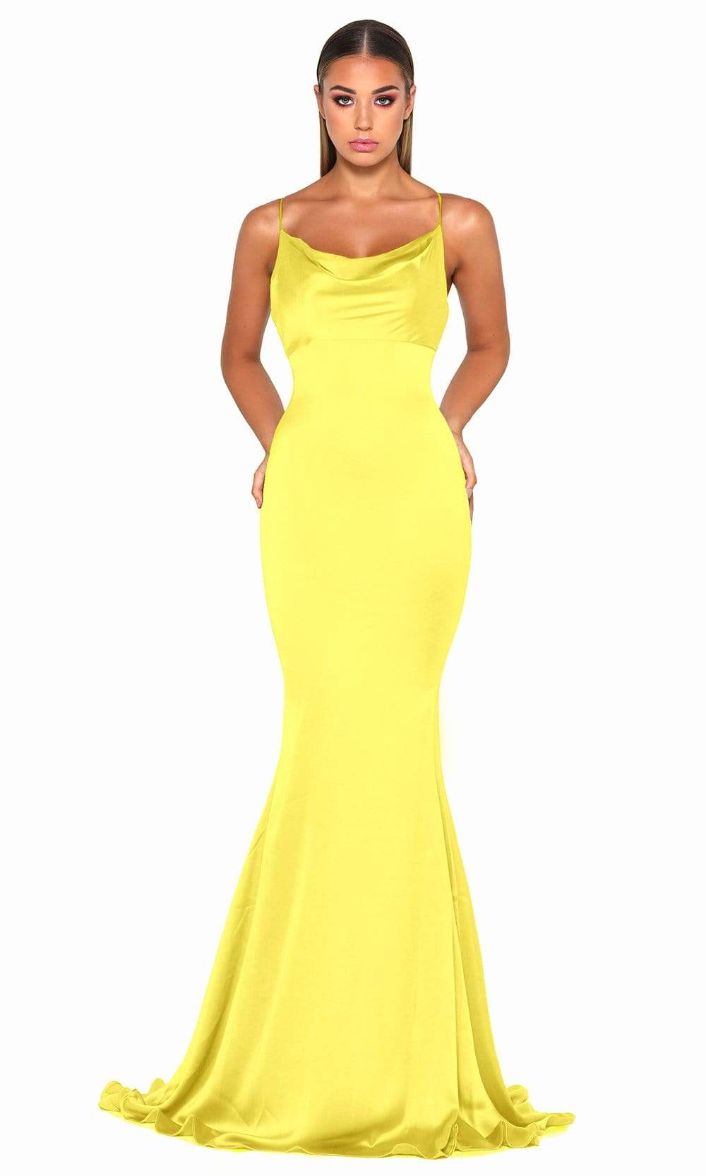 Portia and Scarlett - Dana Gown Satin Cowl Neck Gown – Couture Candy