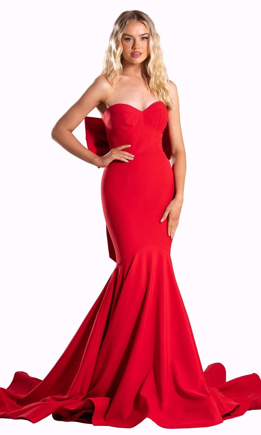 Portia and Scarlett - PS21005 Bow Accented Back Mermaid Gown
