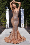 V-neck Strapless Velvet Natural Waistline Mermaid Mesh Open-Back Sequined Back Zipper Dress with a Brush/Sweep Train