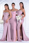 Tall Strapless Sweetheart Sheath Natural Waistline Metallic Beaded Draped Fitted Slit Open-Back Ruched Hidden Back Zipper Sheath Dress/Bridesmaid Dress/Prom Dress with a Brush/Sweep Train