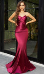 Strapless Natural Waistline Mermaid Back Zipper Open-Back Gathered Pleated Draped Sweetheart Prom Dress with a Brush/Sweep Train