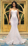 Sequined Back Zipper Open-Back Mermaid Sweetheart Spaghetti Strap Basque Corset Waistline Dress with a Brush/Sweep Train