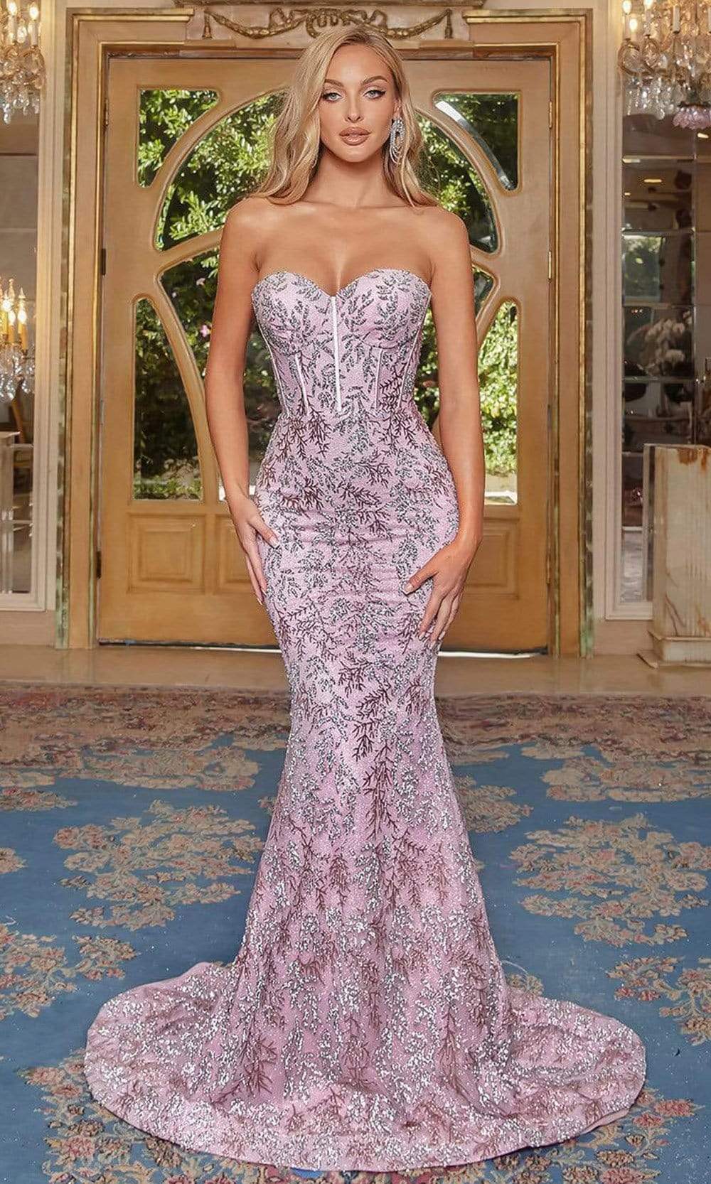 Portia and Scarlett - PS22061 Strapless Corset Bodice Evening Gown
