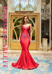 Strapless Sweetheart Natural Waistline General Print Beaded Fitted Back Zipper Mermaid Dress with a Brush/Sweep Train