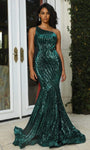 Natural Waistline Mermaid One Shoulder Back Zipper Open-Back Sequined Dress with a Brush/Sweep Train