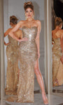 Strapless Natural Waistline Sheath Back Zipper Slit Open-Back Beaded Sweetheart Sheath Dress with a Brush/Sweep Train