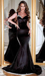 Sophisticated Mermaid Draped Asymmetric Jeweled Off the Shoulder Natural Waistline Velvet Prom Dress with a Brush/Sweep Train