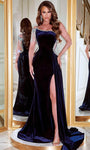 Sexy Asymmetric Beaded Cutout Jeweled Slit Natural Waistline Off the Shoulder One Shoulder Spaghetti Strap Velvet Sheath Mermaid Sheath Dress/Evening Dress with a Brush/Sweep Train With a Sash