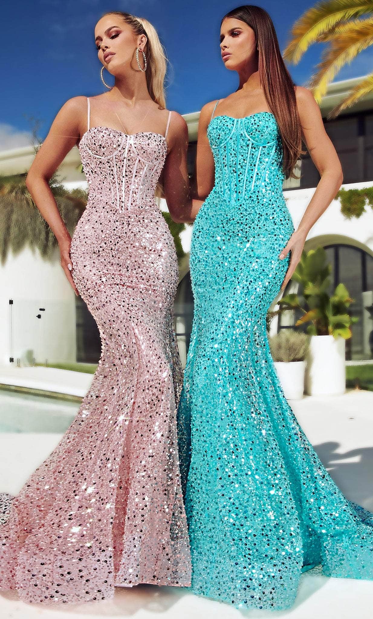 Portia and Scarlett PS23061 - Corset Sequin Classic Prom Gown
