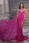 One Shoulder Sleeveless Asymmetric Jeweled Slit Natural Princess Seams Waistline Chiffon Floor Length Sweetheart Sheath Sheath Dress/Prom Dress with a Brush/Sweep Train