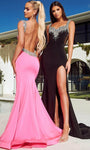 Backless Slit Beaded Jeweled Mermaid Tank Natural Waistline Sweetheart Evening Dress/Prom Dress with a Brush/Sweep Train