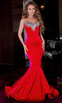 Strapless Basque Corset Waistline Jeweled Mermaid Sweetheart Prom Dress with a Brush/Sweep Train