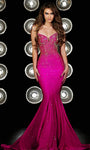 V-neck Natural Princess Seams Waistline Mermaid Beaded Sleeveless Evening Dress with a Brush/Sweep Train