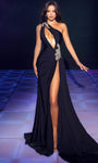 Sexy Natural Waistline Sheath Floor Length Asymmetric Slit Ruched Cutout Sheath Dress/Evening Dress/Party Dress with a Brush/Sweep Train With Rhinestones