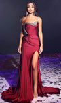 Natural Waistline Gathered Asymmetric Jeweled Slit Ruched Peplum Sheath Spaghetti Strap Sheath Dress/Prom Dress with a Brush/Sweep Train With a Sash and Ruffles