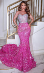 Strapless Mermaid Sweetheart Floor Length Polyester Sequined Fitted Beaded Natural Waistline Prom Dress with a Brush/Sweep Train