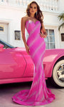 Sophisticated V-neck Strapless Fitted Beaded Mermaid Natural Waistline Sleeveless Dress with a Brush/Sweep Train