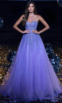 Sophisticated A-line Strapless Sweetheart Tiered Glittering Sleeveless Natural Waistline Dress with a Brush/Sweep Train