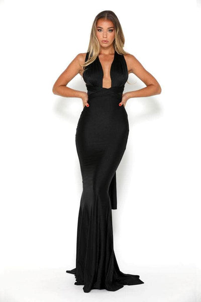 Plunging Neck Sleeveless Hidden Back Zipper Fitted Mesh Backless Natural Waistline Sheath Sheath Dress with a Brush/Sweep Train