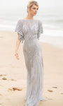 Natural Waistline Bateau Neck Sheath Bell Sleeves Sheath Dress with a Brush/Sweep Train